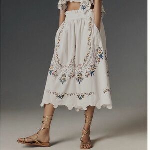 EUC Anthropologie Embroidery Culotte pants